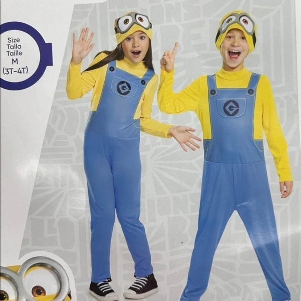 NWT Toddler Minion Bob Halloween Costume Illumination Jumpsuit and Soft cap hat